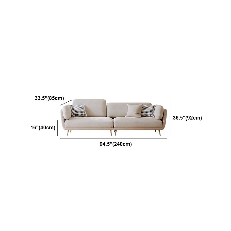 Sofá de brazo superior de almohada de terciopelo con almohada hacia atrás para sala de estar 36.22 "H