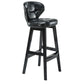 Industrial Armless Backrest Counter Stool Wood Cafe Bar Stool with Leather Cushion