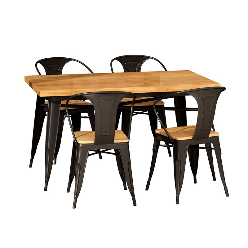 Industrial Style Solid Wood Dining Table Brown Table with Black Frame for Dinning Room Clearhalo ' dining_table' 'Dining Tables & Seating' 'Dining Tables' 'furn' 'furn_dining_table' 'Furniture' 'furniture_dining_table' 'Kitchen & Dining Furniture' 'kitchen&dining_furn' 'kitchen' 'kitchen_dining_table' 1200x1200_cdc00886-132f-4888-9bf9-e58b7ff30b41