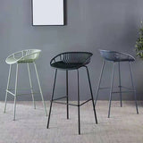 Industrial Metal Dining Stool Backless Bar Stool with Footrest
