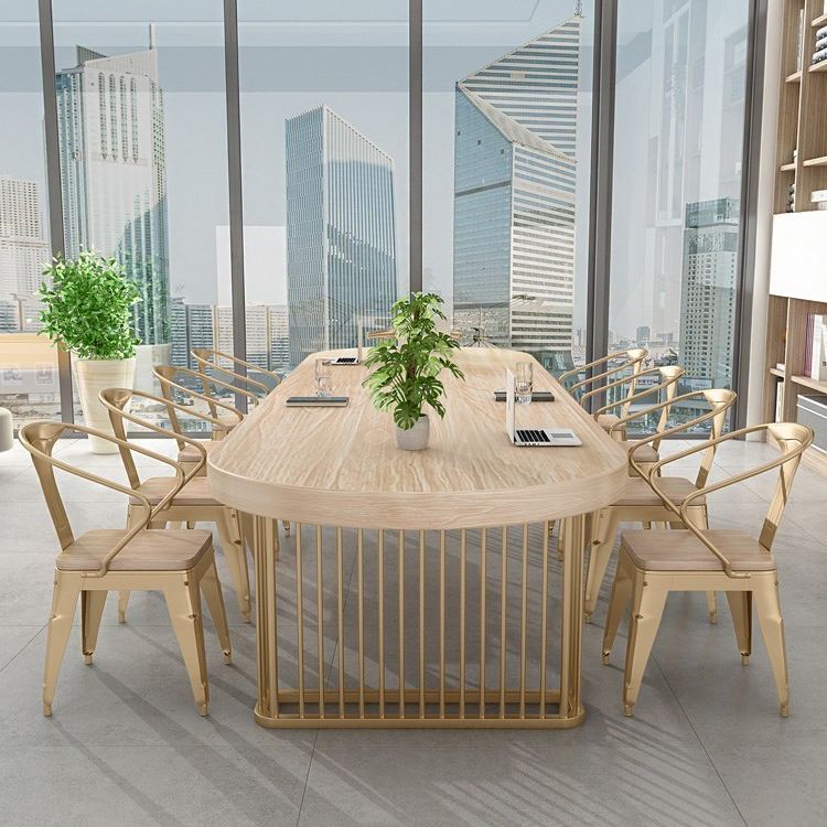 Escritorio de oficina de estilo contemporáneo Reunión ovalada de madera maciza escritura de escritura