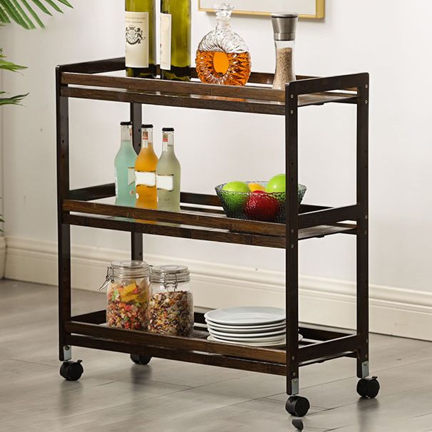 29.53" High Rolling Contemporary Prep Table Wooden Prep Table