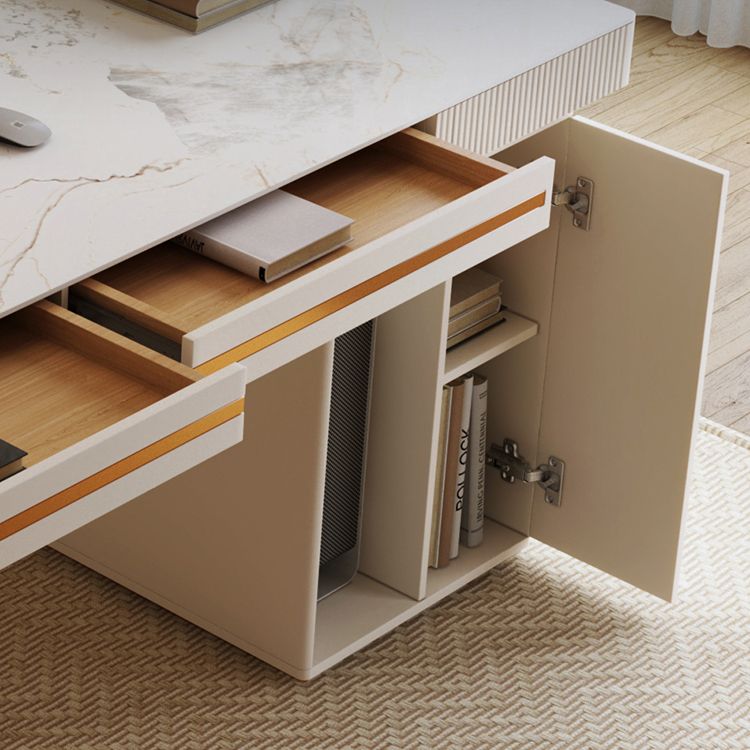 Zeitgenössischer Stein Schreibtisch Schlafzimmer Weißer Büroschreibtisch mit Beinen