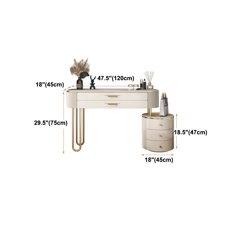 5つのストレージドロワー、光沢のある仕上げを備えたベッドルームメイクアップの虚栄心