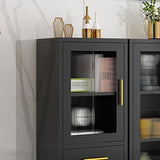 Contemporary Dining Server with Glass Doors Metal Buffet Server Clearhalo 'buffet_sideboard' 'Buffets & Sideboards' 'furn' 'furn_buffet_sideboard' 'Furniture' 'Kitchen & Dining Furniture' 1200x1200_cdc6dffc-01c6-4eac-b4dc-16abff9ea555