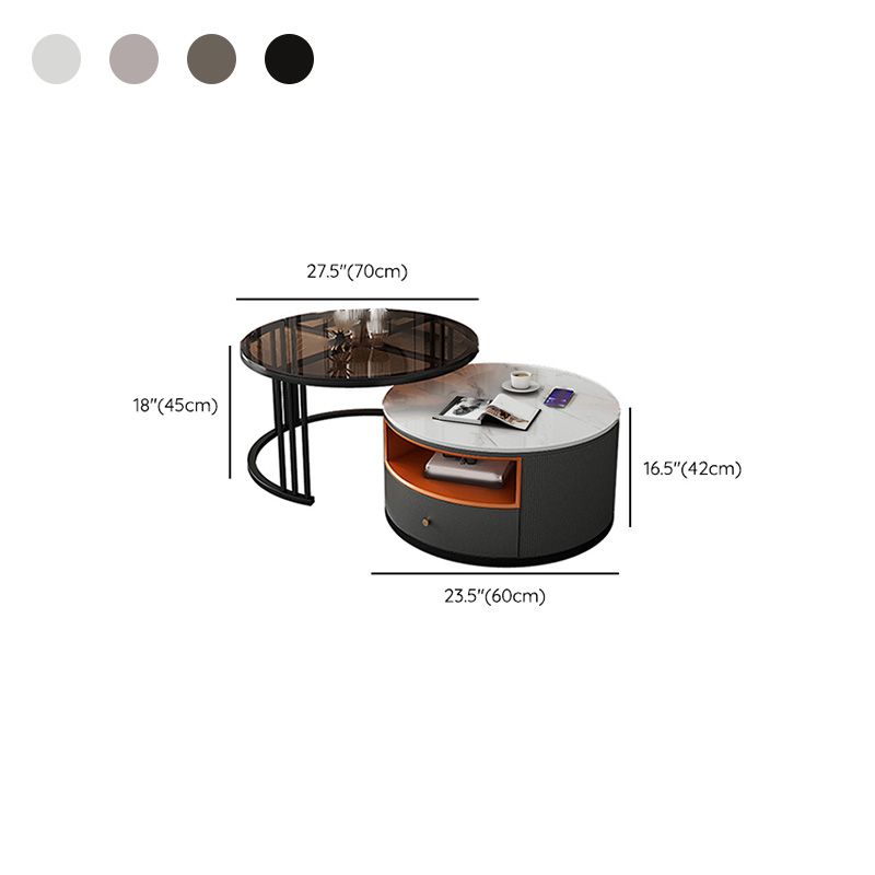 Round Coffee Table Set Frame Nesting Coffee Table Set with 2 Drawers Clearhalo 'Coffee & Accent Tables' 'Coffee Tables' 'coffee_tables' 'furn' 'furn_coffee_tables' 'Furniture' 'Living Room Furniture' 1200x1200_cdc701b5-443a-4d20-b4ee-e19c6a7d53d7