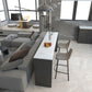 Rectangle Indoor Patio Bar Table Double pedestal White Stone Counter Table Clearhalo 'Bar Furniture' 'Bar Tables' 'bar_tables' 'furn' 'furn_bar_tables' 'Furniture' 'furniture_bar_tables' 'Kitchen & Dining Furniture' 1200x1200_cdc74c5e-41c2-410f-80c3-c68ee135364d