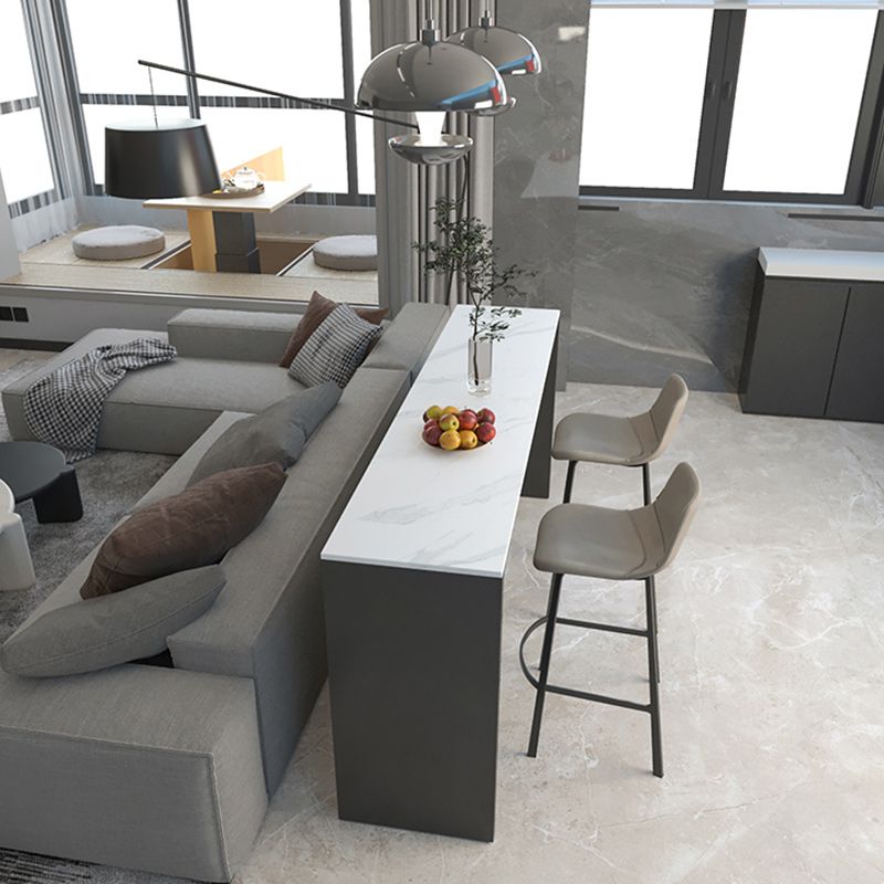 Rectangle Indoor Patio Bar Table Double pedestal White Stone Counter Table Clearhalo 'Bar Furniture' 'Bar Tables' 'bar_tables' 'furn' 'furn_bar_tables' 'Furniture' 'furniture_bar_tables' 'Kitchen & Dining Furniture' 1200x1200_cdc74c5e-41c2-410f-80c3-c68ee135364d