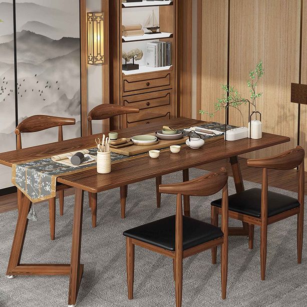 Modern MDF Rectangle Shape Dining Set Kitchen Standard Dining Set with Double Pedestal Base Clearhalo 'Dining Room Sets' 'Dining Tables & Seating' 'dining_room_set' 'furn' 'furn_dining_room_set' 'Furniture' 'furniture_dining_room_set' 'Kitchen & Dining Furniture' 'kitchen&dining_furn' 'kitchen' 1200x1200_cdc8910a-4a65-474d-a170-cde32b0042e4