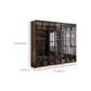 Modern Freestanding Wardrobe Armoire Tempered Glass Doors Wardrobe with Shelves