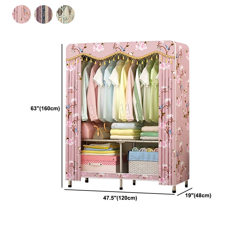 Contemporary Folding Wardrobe Cabinet Metal Frame Wardrobe with Shelves Clearhalo 'Armoires & Wardrobes' 'armoires_wardrobes' 'Bedroom Furniture' 'furn' 'furn_armoires_wardrobes' 'Furniture' 1200x1200_cdccb831-79e8-4d57-ba1d-2b1d093da4d0