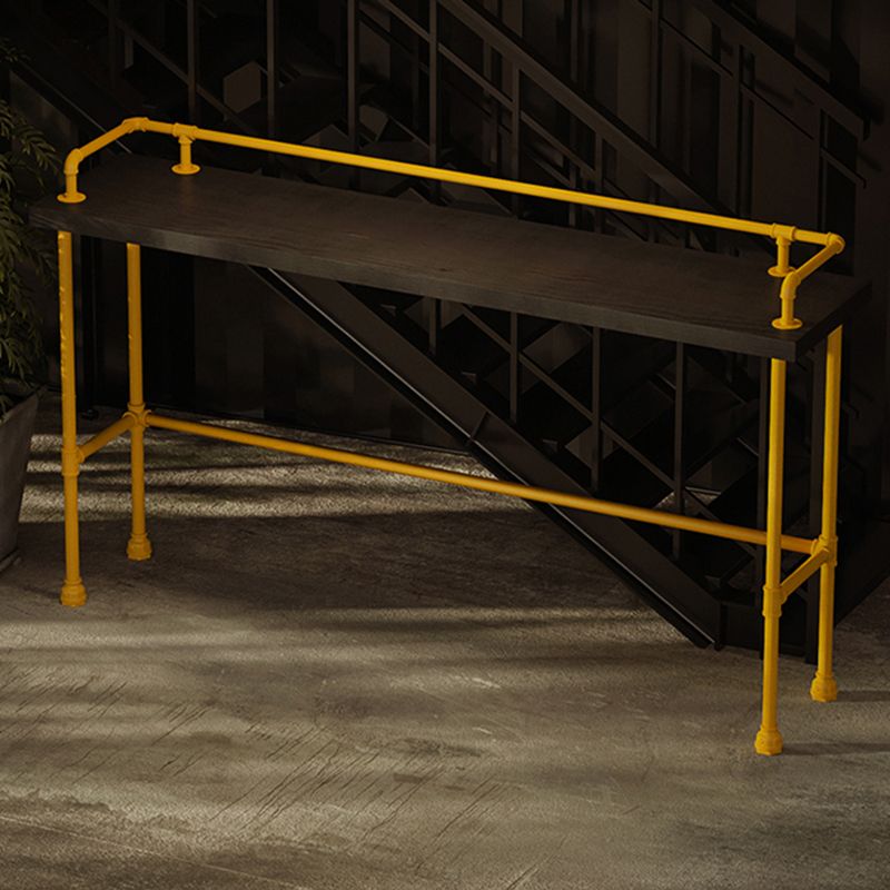 Tavolo da bar in legno massiccio tavolo da rettangolo nero altezza tavolo da pub con base metallica