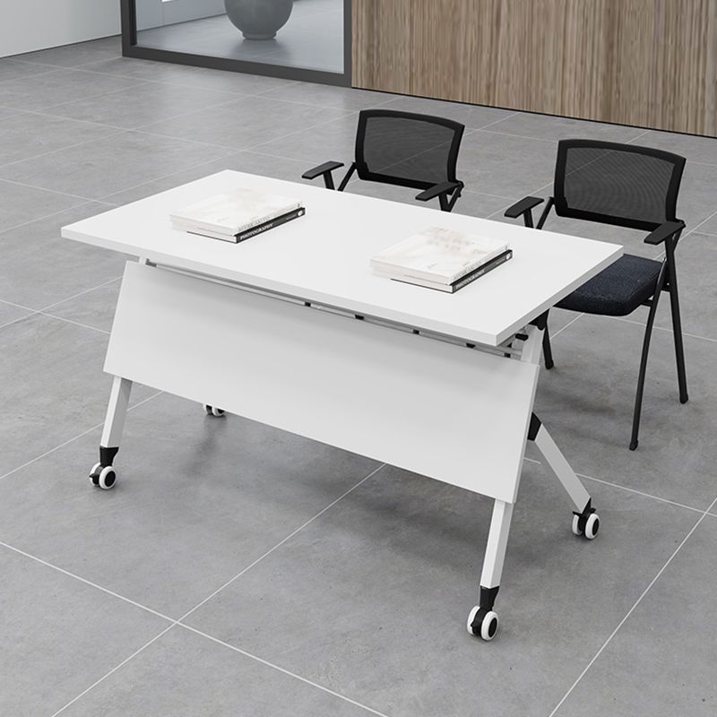 Modern Folding Office Desk with Wheels Manufactured Wood Rectangular Desk Clearhalo 'furn' 'furn_office_desk' 'Furniture' 'Office Desks' 'Office Furniture' 'office_desk' 1200x1200_cdd1e489-9a8b-4891-8158-eaf9313590fb