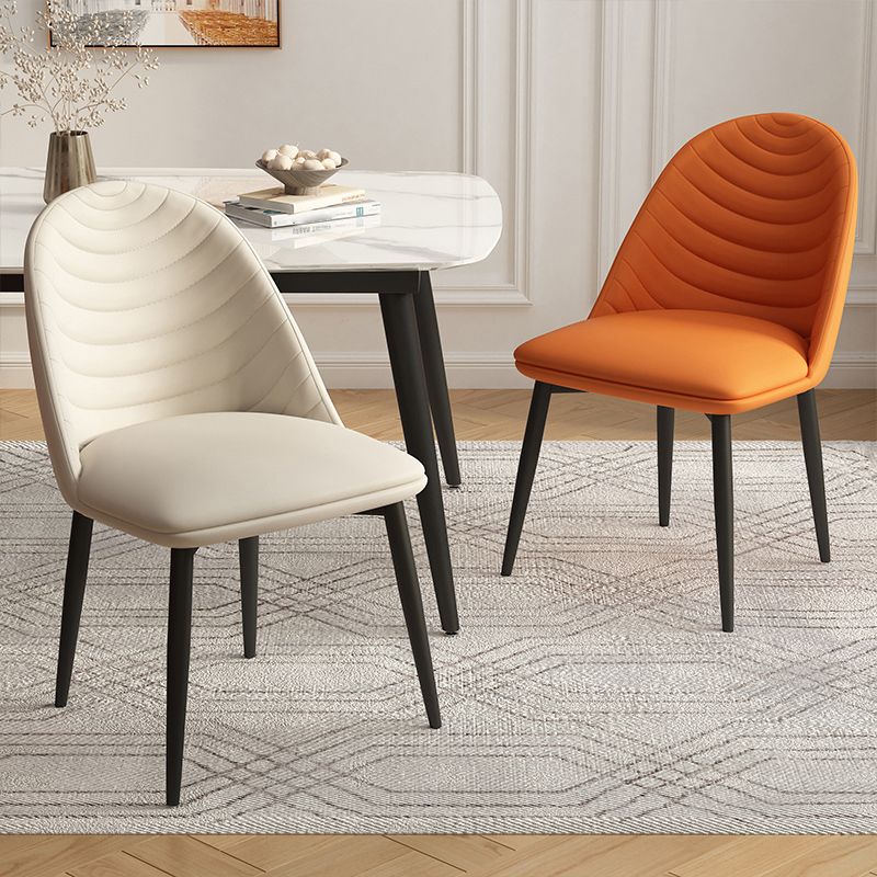 Contemporary Metal Dining Chairs Upholstered Armless Dining Leather Chairs for Home Use Clearhalo ' kitchen&dining_furn' 'Dining Chairs' 'Dining Tables & Seating' 'dining_chair' 'furn' 'furn_dining_chair' 'Furniture' 'furniture_dining_chair' 'Kitchen & Dining Furniture' 'kitchen' 1200x1200_cdd20fd5-5924-4221-872d-b9b903bc6093