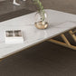 Luxurious 17.72" H Coffee Table in Grey/White Rectangular Stone Cocktail Table