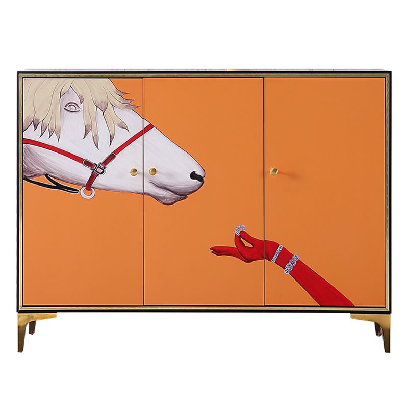 47.5"L Glam Engineered Wood Credenza Orange Cabinets Dining Server for Living Room Clearhalo 'buffet_sideboard' 'Buffets & Sideboards' 'furn' 'furn_buffet_sideboard' 'Furniture' 'Kitchen & Dining Furniture' 1200x1200_cdd46689-4fc2-4375-8124-66839f9fb99d