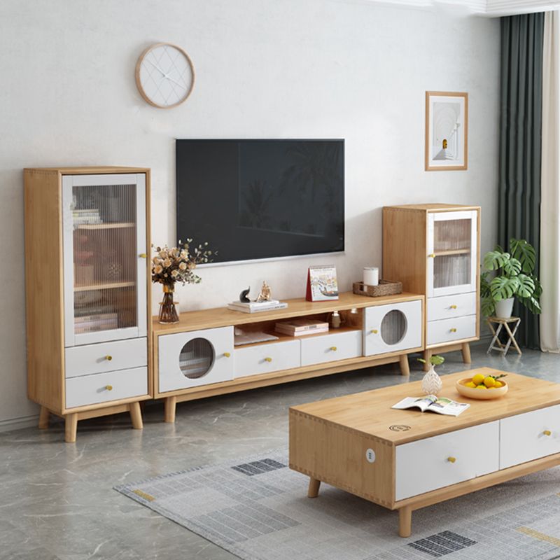 17.72"H TV Stand Contemporary Style Solid Wood TV Console with 2 Drawers Clearhalo 'furn' 'furn_tv_stands_entertainment_centers' 'Furniture' 'Living Room Furniture' 'TV Stands & Entertainment Centers' 'TV Stands & Media Storage Furniture' 'tv_stands_entertainment_centers' 1200x1200_cdd4a5f8-d5c9-4c59-a53f-60245b850fdb