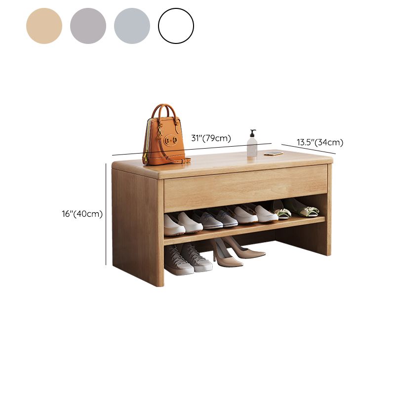 Modern Rubber Wood Bench Rectangle Storage Accent Bench with Drawers ...