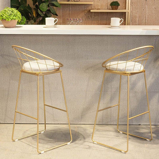 Scandinavian Metal Fabric Counter Stools White Low Back Bar Stools with Round Seat Clearhalo 'Bar Furniture' 'Bar Stools' 'bar_stools' 'furn' 'furn_bar_stools' 'furniture_bar_stools' 'Kitchen & Dining Furniture' 'kitchen&dining_furn' 'kitchen' 'kitchen_furn' Furniture' 1200x1200_cdd75d0f-88bb-44a3-9b30-11fbd89348b9