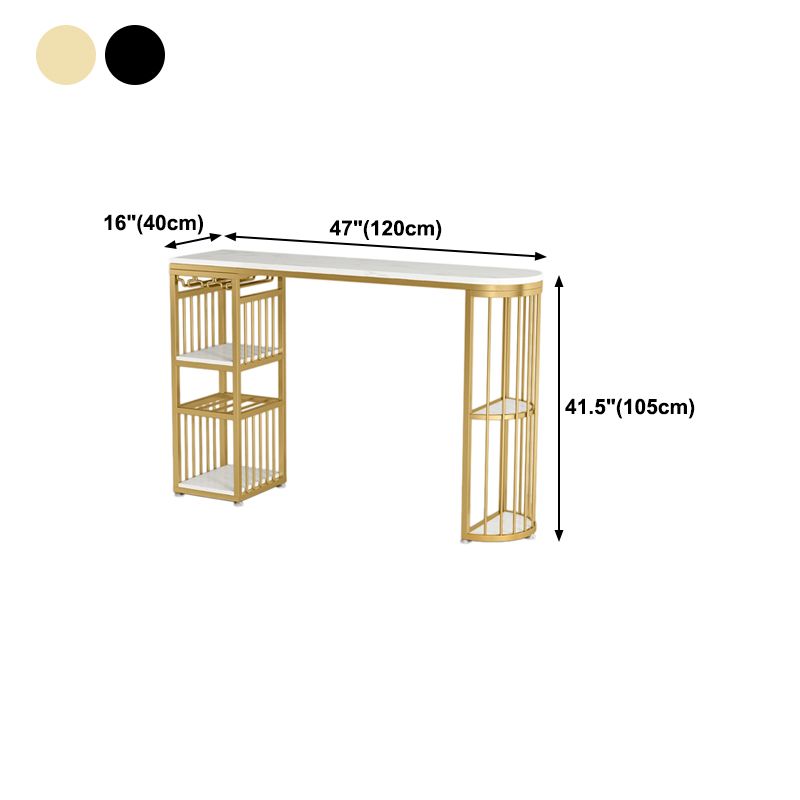Glam Faux Marble Indoor Pub Bar Table Iron Double Pedestal Bar Dining Table with 5-Shelf Clearhalo 'Bar Furniture' 'Bar Tables' 'bar_tables' 'furn' 'furn_bar_tables' 'Furniture' 'furniture_bar_tables' 'Kitchen & Dining Furniture' 1200x1200_cddd163b-cb3f-4bfe-9799-ae9ecb1dc7a6