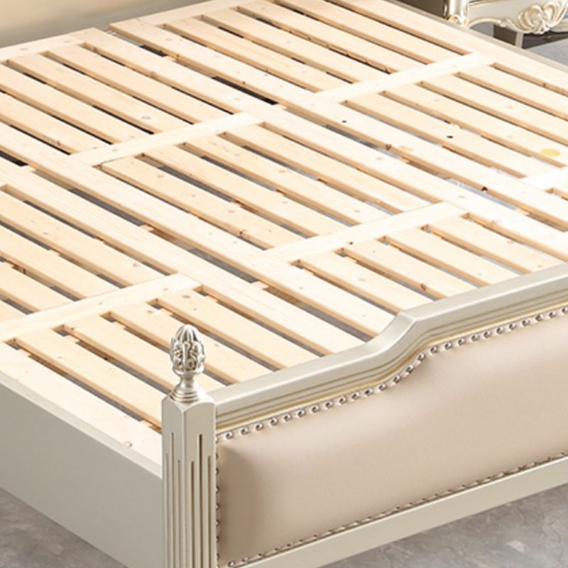 Cadre de lit rembourré en bois massif victorien beige standard avec garniture