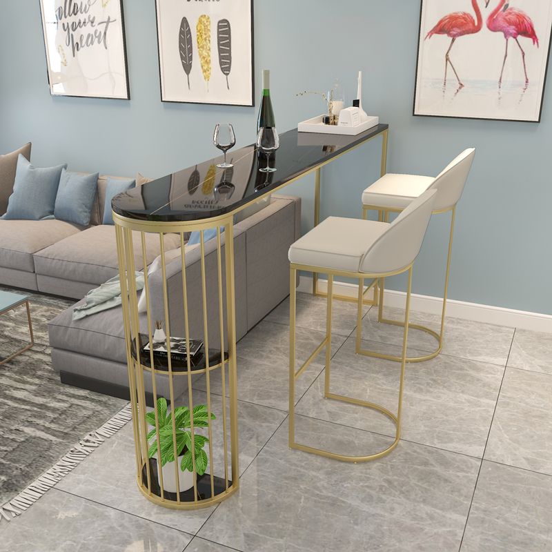 Marble Bistro Table with Specialty Table Top Double Pedestal Table - 41.3" H Clearhalo 'Bar Furniture' 'Bar Tables' 'bar_tables' 'furn' 'furn_bar_tables' 'Furniture' 'furniture_bar_tables' 'Kitchen & Dining Furniture' 1200x1200_cdde6cc4-94b3-4d4f-8bca-8b90081f1399