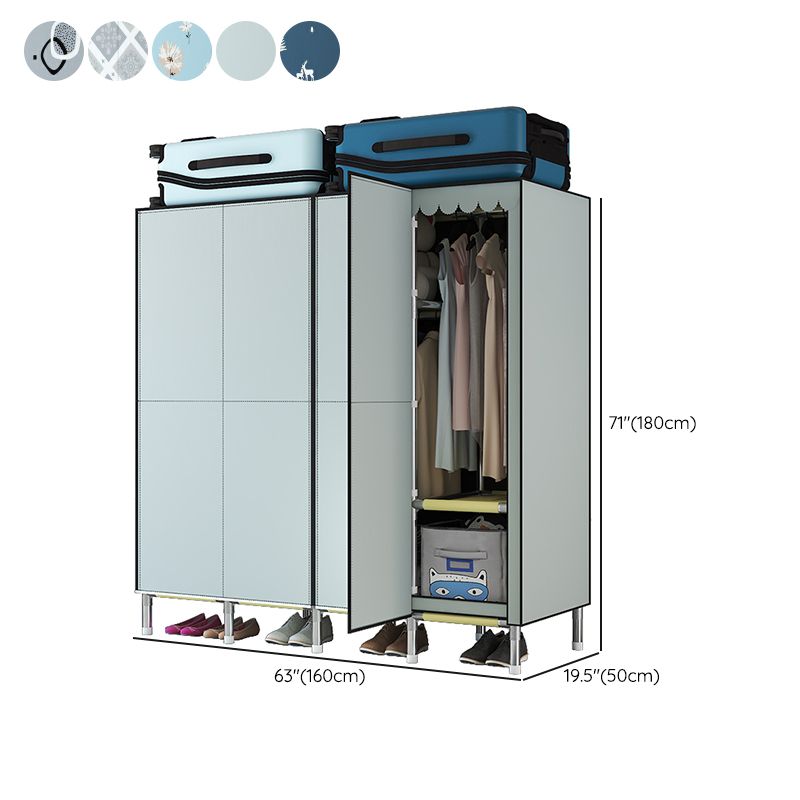 Hinged Steel Wardrobe Armoire Contemporary Wardrobe Closet with Legs Clearhalo 'Armoires & Wardrobes' 'armoires_wardrobes' 'Bedroom Furniture' 'furn' 'furn_armoires_wardrobes' 'Furniture' 1200x1200_cddf1d3f-4bcc-4ace-98a4-385155d24980