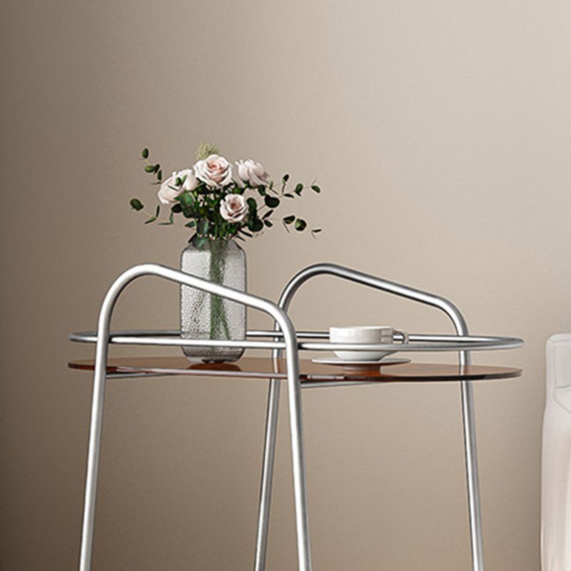 Modern 2-Tier Corner Table 4 Legs Oval Side End Table with Storage Clearhalo 'Coffee & Accent Tables' 'End & Side Tables' 'end_side_tables' 'furn' 'furn_end_side_tables' 'Furniture' 'Living Room Furniture' 1200x1200_cddf6ca1-e582-43fd-bf36-69385c7fd58f