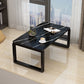 Modern Style Rectangular Wooden Table Metal Bottom Frame Sledge-shaped Base Coffee Table