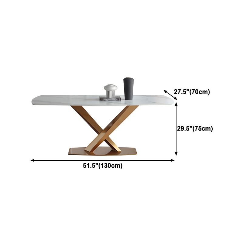 Luxury Sintered Stone Dining Table Rectangle White Table with Metal Pedestal Clearhalo ' dining_table' 'Dining Tables & Seating' 'Dining Tables' 'furn' 'furn_dining_table' 'Furniture' 'furniture_dining_table' 'Kitchen & Dining Furniture' 'kitchen&dining_furn' 'kitchen' 'kitchen_dining_table' 1200x1200_cde05daa-bba4-4ada-b2c5-6cbc3f1f1693