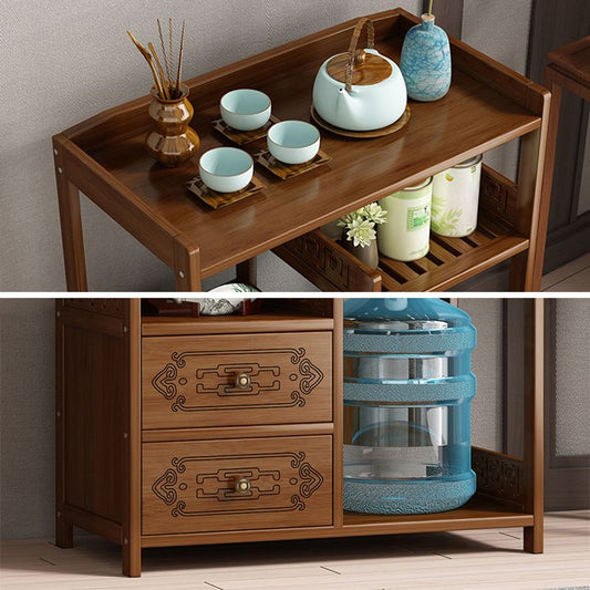 Tavolo in stile contemporaneo tavolino accento in legno a doppio livello con scaffale