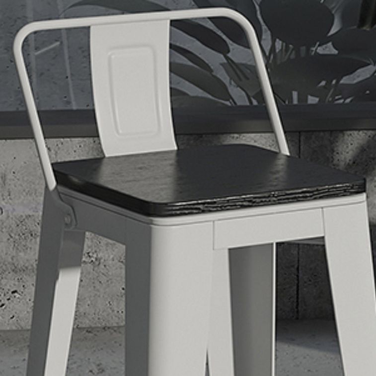 Sgabello da bar da bar senza braccio da bar in metallo moderno con base bianca