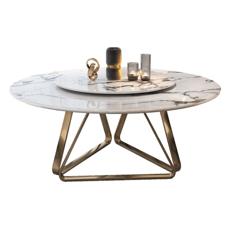 Glam Sintered Stone Top Standard Dining Table Round Shape Dining Table for Kitchen Clearhalo ' dining_table' 'Dining Tables & Seating' 'Dining Tables' 'furn' 'furn_dining_table' 'Furniture' 'furniture_dining_table' 'Kitchen & Dining Furniture' 'kitchen&dining_furn' 'kitchen' 'kitchen_dining_table' 1200x1200_cde13f1b-356e-4cbf-b896-342d1f65bf37