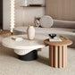 Round Sold Wooden Coffee Table with One Leg Base for Living Room