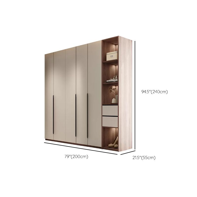 Hinged Storage Cabinet Modern Wardrobe Armoire with Garment Rod Clearhalo 'Armoires & Wardrobes' 'armoires_wardrobes' 'Bedroom Furniture' 'furn' 'furn_armoires_wardrobes' 'Furniture' 1200x1200_cde34963-d695-4ef5-9706-5259d674a873
