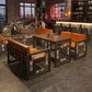 Industrial Style Dining Room Table Black Double Pedestal Table for Home Kitchen Dinner Clearhalo ' dining_table' 'Dining Tables & Seating' 'Dining Tables' 'furn' 'furn_dining_table' 'Furniture' 'furniture_dining_table' 'Kitchen & Dining Furniture' 'kitchen&dining_furn' 'kitchen' 'kitchen_dining_table' 1200x1200_cde47f2a-425f-4b50-a2f4-483cd251dcf7