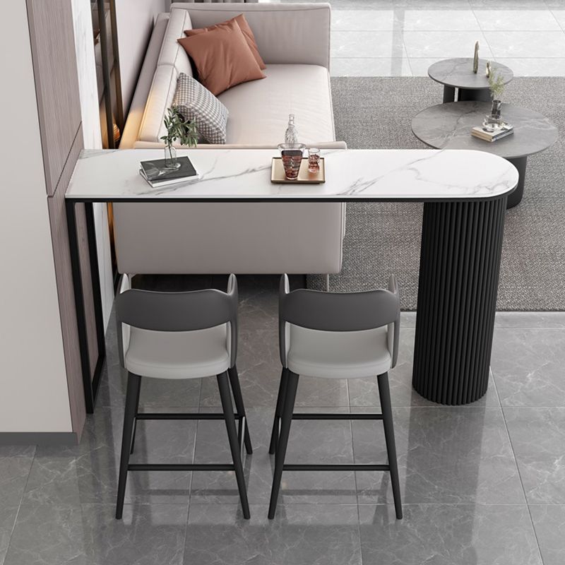 Contemporary Sintered Stone Top Counter High Table with Double Pedestal Clearhalo 'Bar Furniture' 'Bar Tables' 'bar_tables' 'furn' 'furn_bar_tables' 'Furniture' 'Kitchen & Dining Furniture' 1200x1200_cde4953a-2d29-4955-ad5a-3b819a7b4751