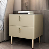 Solid Wood Frame 2 Drawer Leather Gold Table Legs Multi Color Choice Nightstand