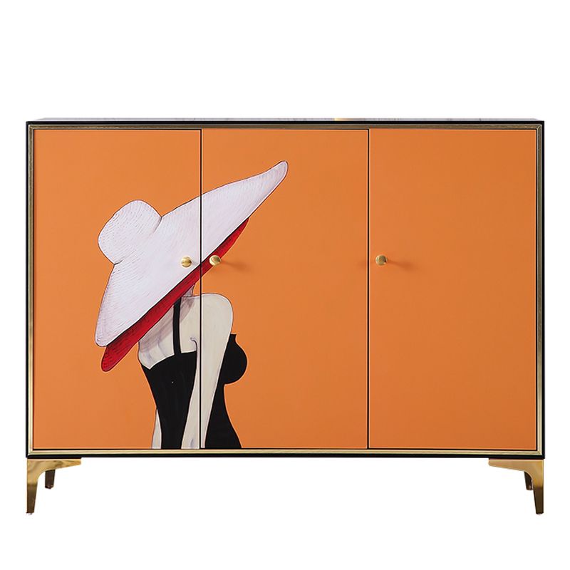 47.5"L Glam Engineered Wood Credenza Orange Cabinets Dining Server for Living Room Clearhalo 'buffet_sideboard' 'Buffets & Sideboards' 'furn' 'furn_buffet_sideboard' 'Furniture' 'Kitchen & Dining Furniture' 1200x1200_cde6337c-d8fc-45bb-a889-45f48de482a8