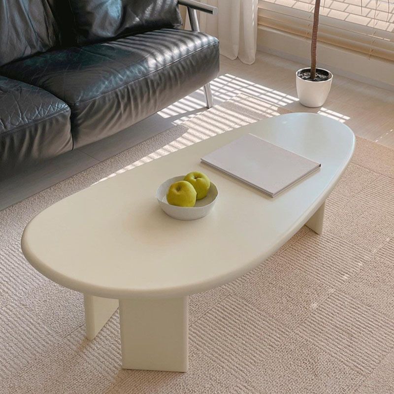 Contemporary Beige Coffee Table with 3 Legs in Wood Coffee Cocktail Table