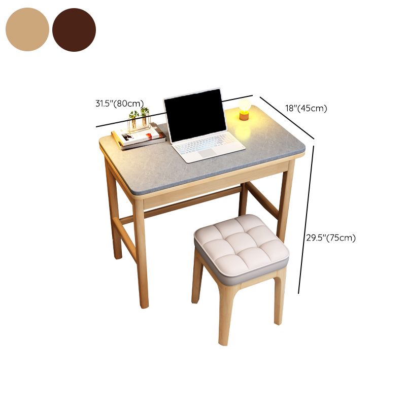 Bureau d'écriture à 1 tiroir, bureau de travail de forme rectangulaire en naturel/marron pour la maison