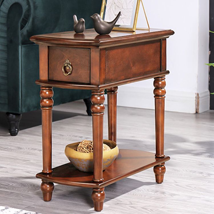 Mesa de extremo rectangular moderna 23 "de altura 4 patas de madera maciza mesa auxiliar