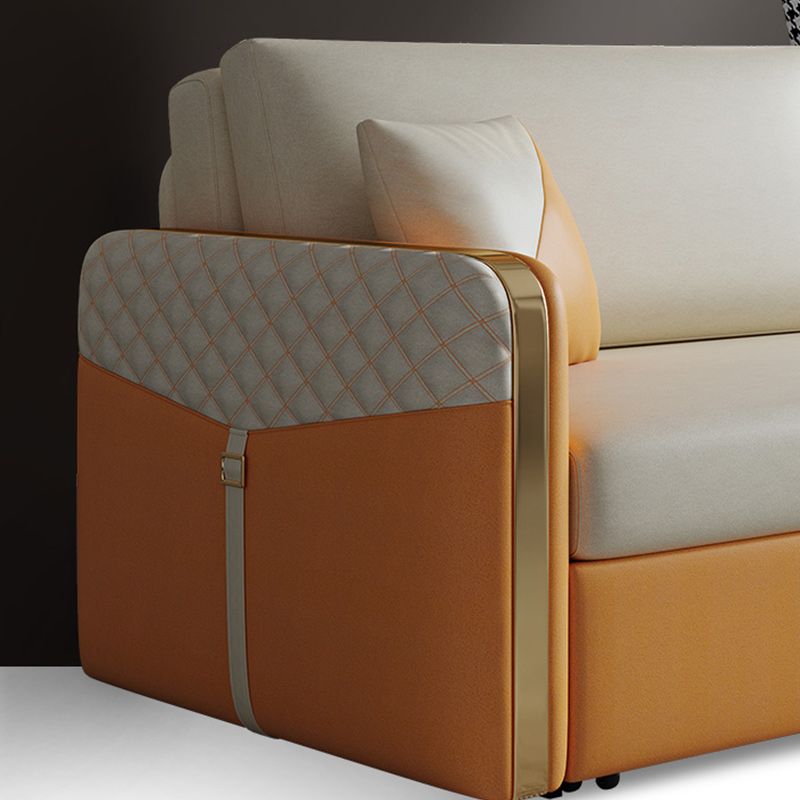 Square Arm Modern Faux Leather Stain Resistant Bed Sofa Couch