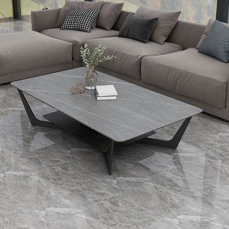 Slate Rectangular Coffee Table Modern Minimalist Cross Legs Coffee Table