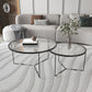 Contemporary Cross Legs Glass Round Metal Nesting Coffee Table Set Clearhalo 'Coffee & Accent Tables' 'Coffee Tables' 'coffee_tables' 'furn' 'furn_coffee_tables' 'Furniture' 'Living Room Furniture' 1200x1200_cdee89c2-917e-4c93-93f0-e377bb658036