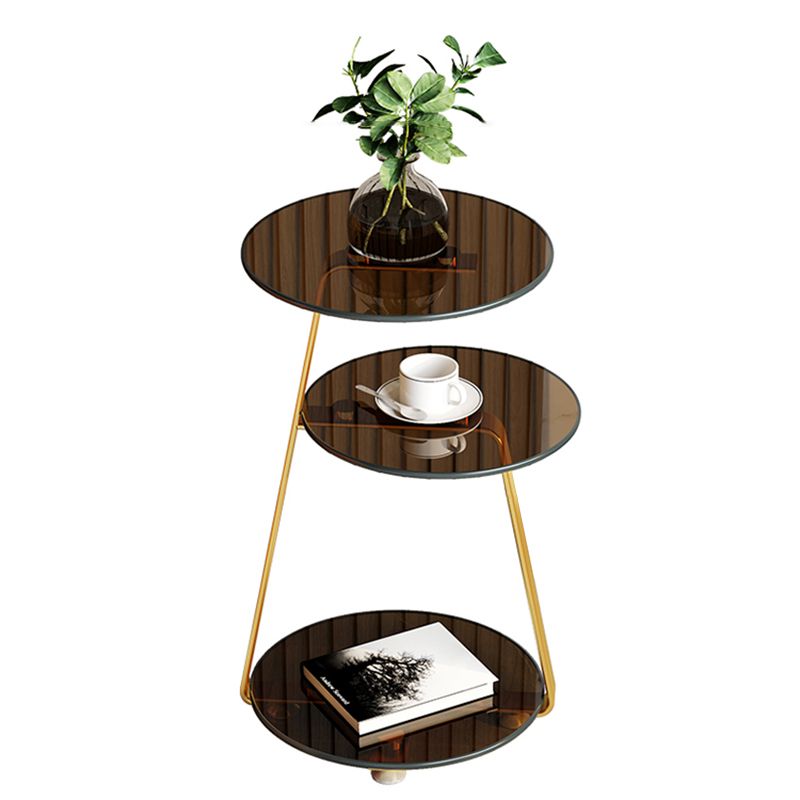22.83 inch Tall Frame Side Table Modern Round Glass Side End Table