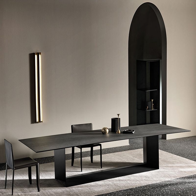 Metal Traditional Luxury Rectangle Table Sintered Stone Top Indoor Table for Kitchen and Dining Room Clearhalo ' dining_table' 'Dining Tables & Seating' 'Dining Tables' 'furn' 'furn_dining_table' 'Furniture' 'furniture_dining_table' 'Kitchen & Dining Furniture' 'kitchen&dining_furn' 'kitchen' 'kitchen_dining_table' 1200x1200_cdf14c9c-c3b6-4f26-a8b4-871e49096b95