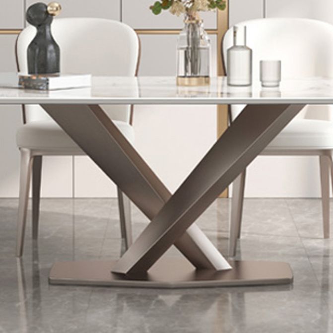Set da pranzo moderno in metallo Set tavolo da pranzo rettangolare da 1/2/5/7 pezzi