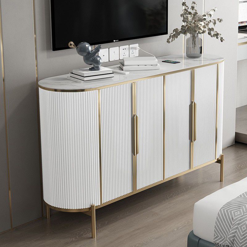 Slate Home Sideboard Glam Style Oval Top Side Board with Door Clearhalo 'buffet_sideboard' 'Buffets & Sideboards' 'furn' 'furn_buffet_sideboard' 'Furniture' 'Kitchen & Dining Furniture' 1200x1200_cdf2625c-5bfe-4da7-8bf7-1cd4f352df3b