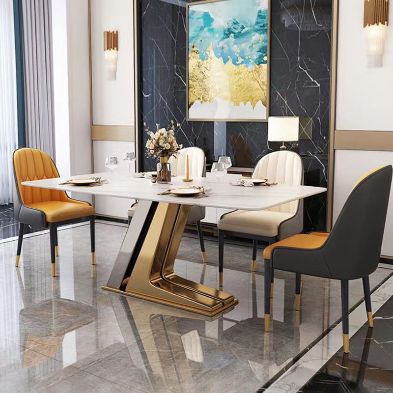 Glam Dinette Table Set with Padded Chairs 1/2/5 Pieces Glossy White Dining Set